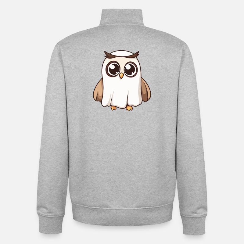 Eule Halloween Geist - Unisex Organic Zip Sweatshirt von Stanley/Stella - Grau meliert
