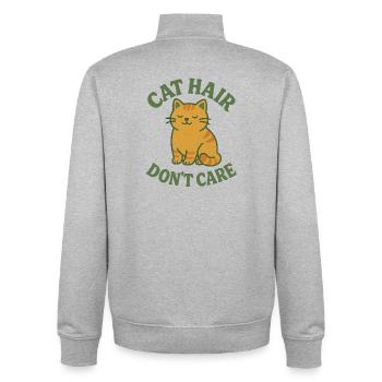 Katzenhaaren ist es egal - Unisex Organic Zip Sweatshirt von Stanley/Stella - Grau meliert - Hinten - AI Model Male 185 light (185cm)