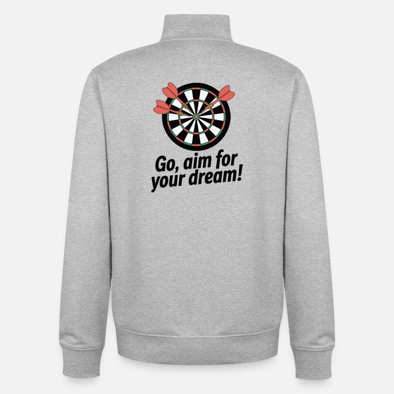 Aim for Your Dream Dartboard - Unisex Organic Zip Sweatshirt by Stanley/Stella - heather grey