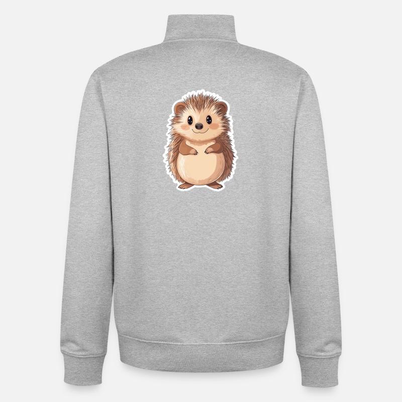 Hérisson - Sweat zippé unisexe en coton bio Stanley/Stella - gris chiné