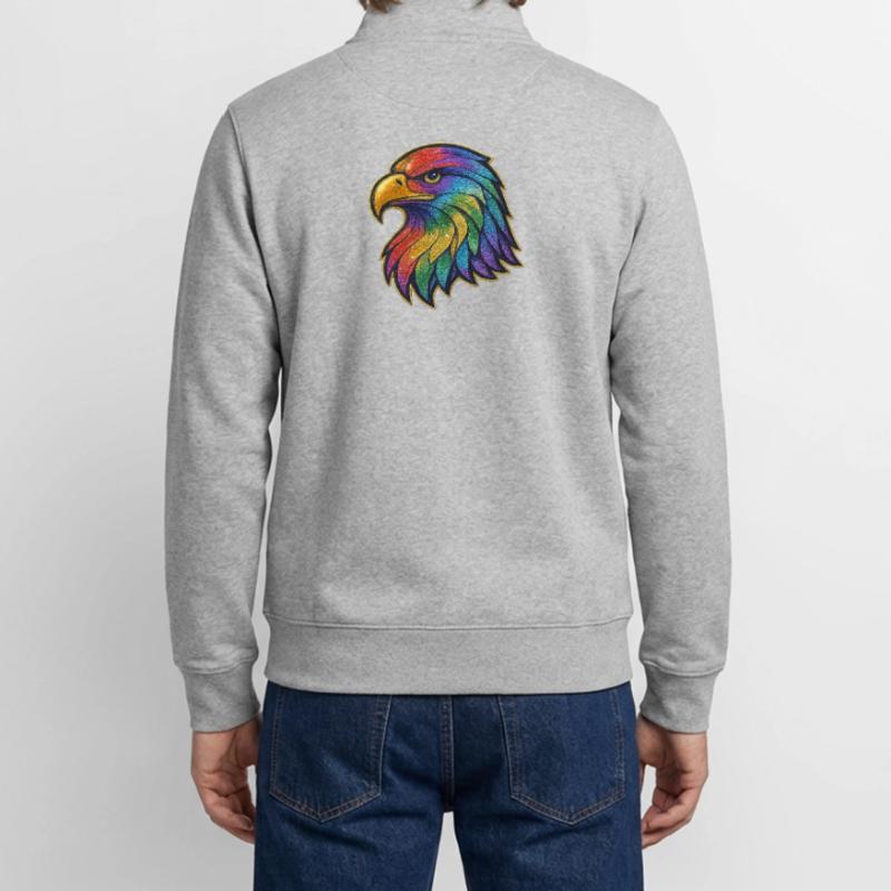 Rainbow Eagle Head Patch Unisex Organic Zip Sweatshirt by Stanley/Stella