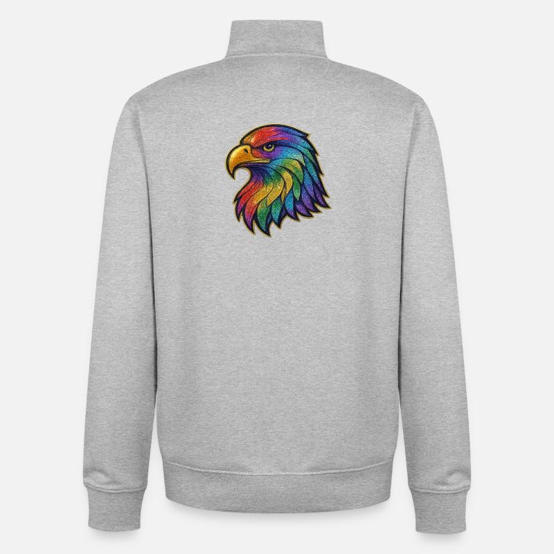 Rainbow Eagle Head Patch - Unisex Organic Zip Sweatshirt by Stanley/Stella - heather grey