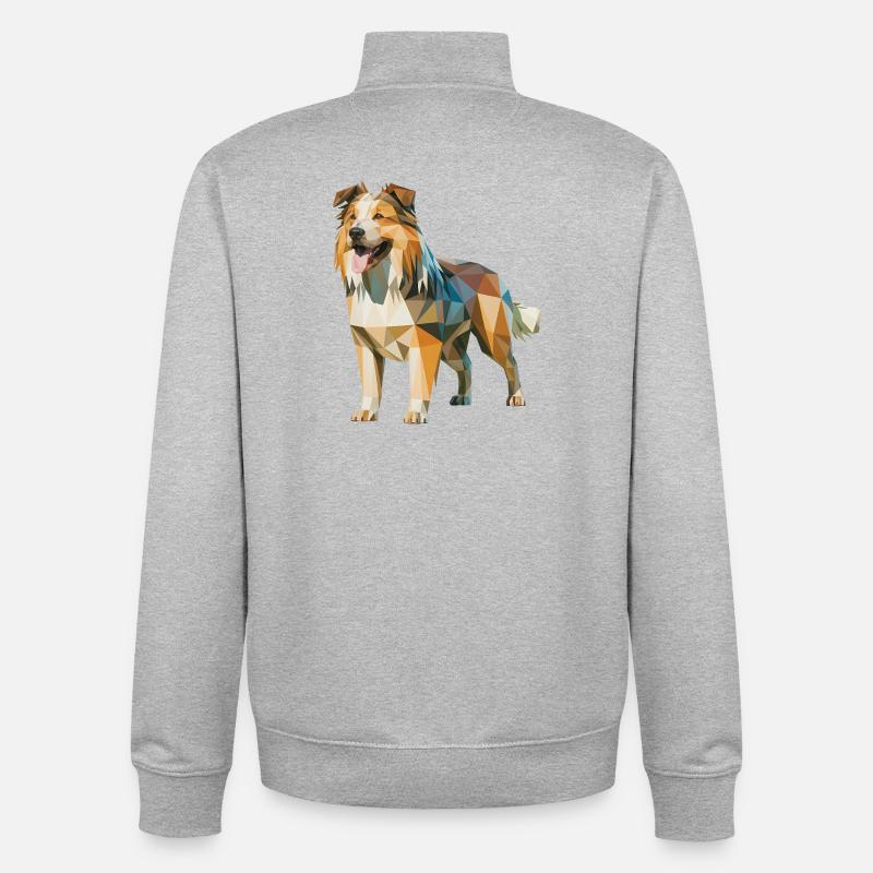 Australian Shepherd - Cooles Low Poly Logo - Unisex Organic Zip Sweatshirt von Stanley/Stella - Grau meliert