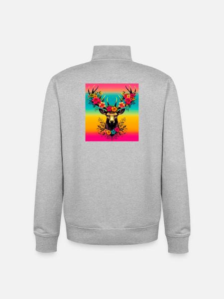 Cerf - Sweat zippé unisexe en coton bio Stanley/Stella - gris chiné