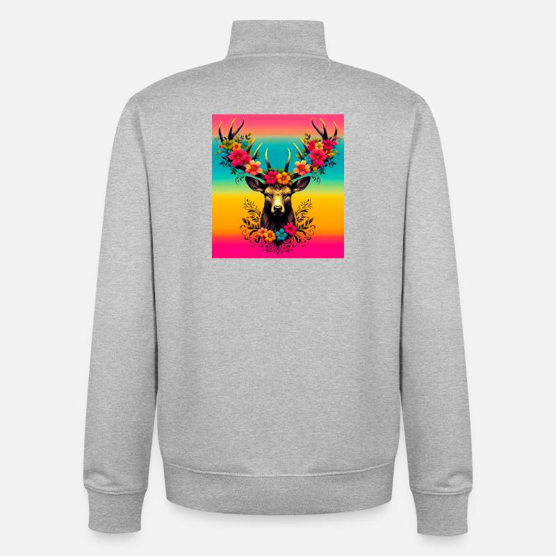 Cerf - Sweat zippé unisexe en coton bio Stanley/Stella - gris chiné