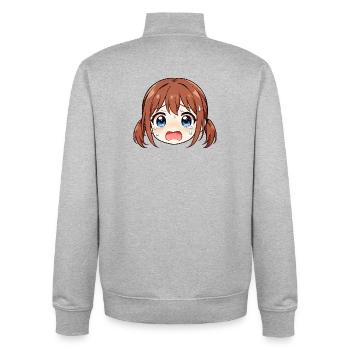 Weeping Manga Face - Unisex Organic Zip Sweatshirt by Stanley/Stella - heather grey - Back - AI Model Male 185 light (185cm)