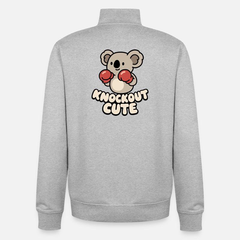 Koala Knockout Mignon - Sweat zippé unisexe en coton bio Stanley/Stella - gris chiné