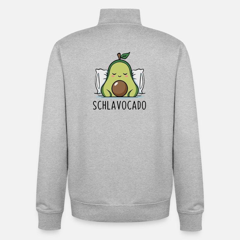 Schlavocado Drôle d’avocat Jeu de mots - Sweat zippé unisexe en coton bio Stanley/Stella - gris chiné