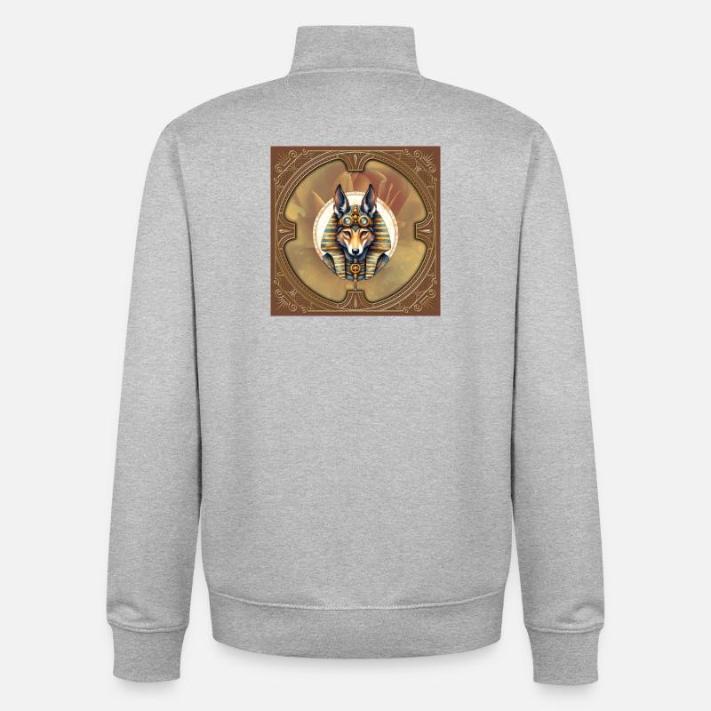 Steampunk Pharaon Renard - Sweat zippé unisexe en coton bio Stanley/Stella - gris chiné