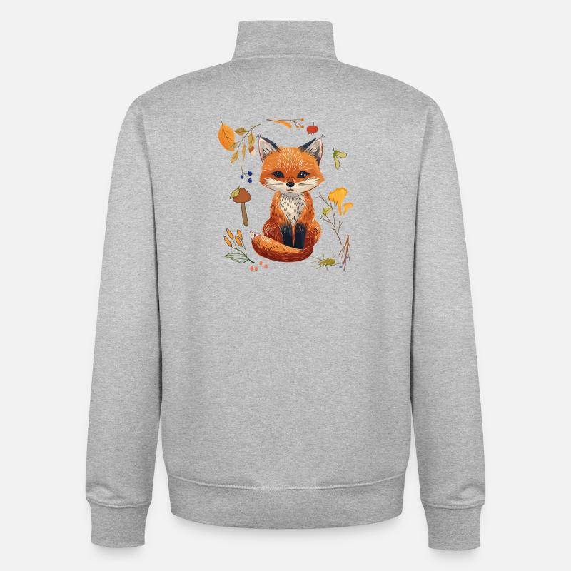 Renard dans la forêt - Sweat zippé unisexe en coton bio Stanley/Stella - gris chiné