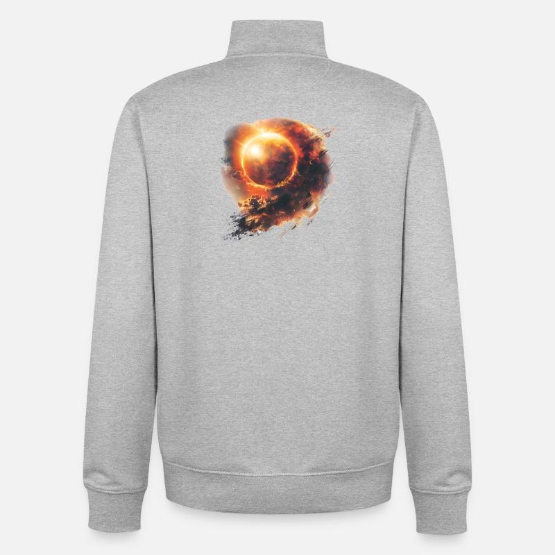 Art de l’orbe Sunfire - Sweat zippé unisexe en coton bio Stanley/Stella - gris chiné