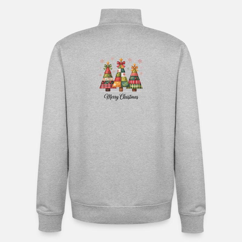 Patchwork-Christbaum-Trio - Unisex Organic Zip Sweatshirt von Stanley/Stella - Grau meliert