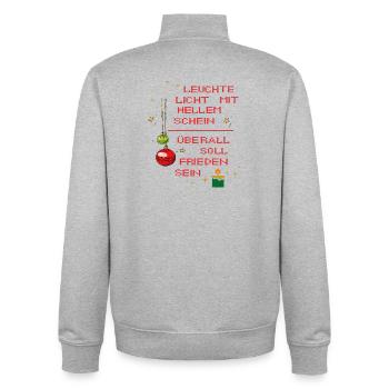 Lumière et paix à Noël - Sweat zippé unisexe en coton bio Stanley/Stella - gris chiné - Dos - AI Model Male 185 light (185cm)