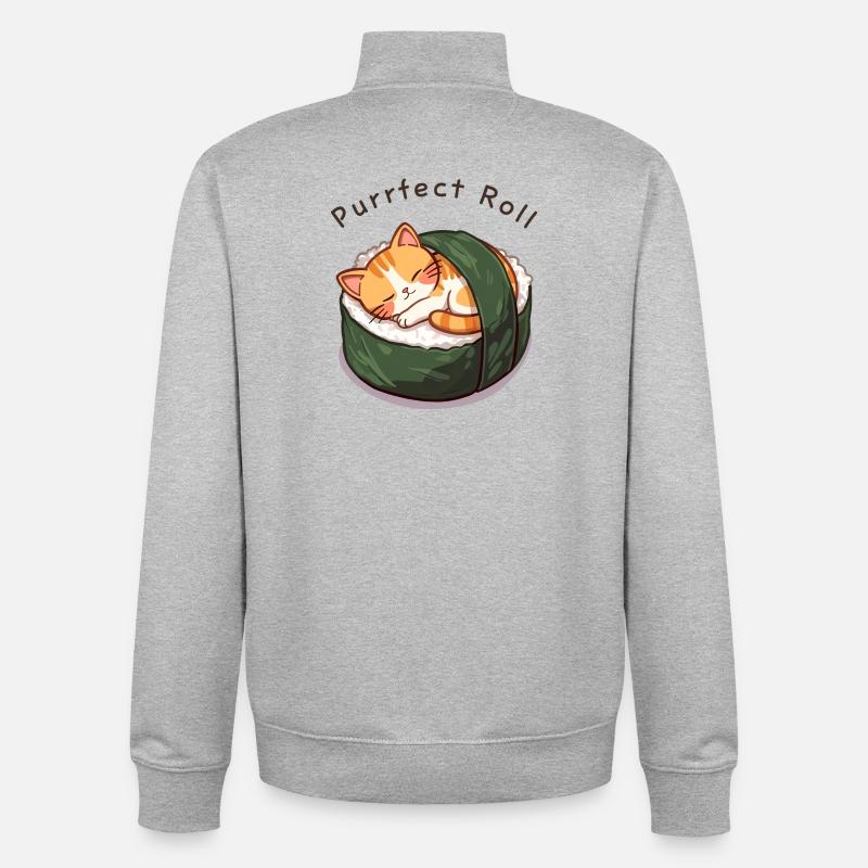 Purrfect Roll – Anime Cat Sushi - Unisex Organic Zip Sweatshirt von Stanley/Stella - Grau meliert