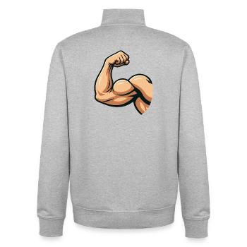 Strong biceps illustration - Unisex Organic Zip Sweatshirt by Stanley/Stella - heather grey - Back - AI Model Male 185 light (185cm)