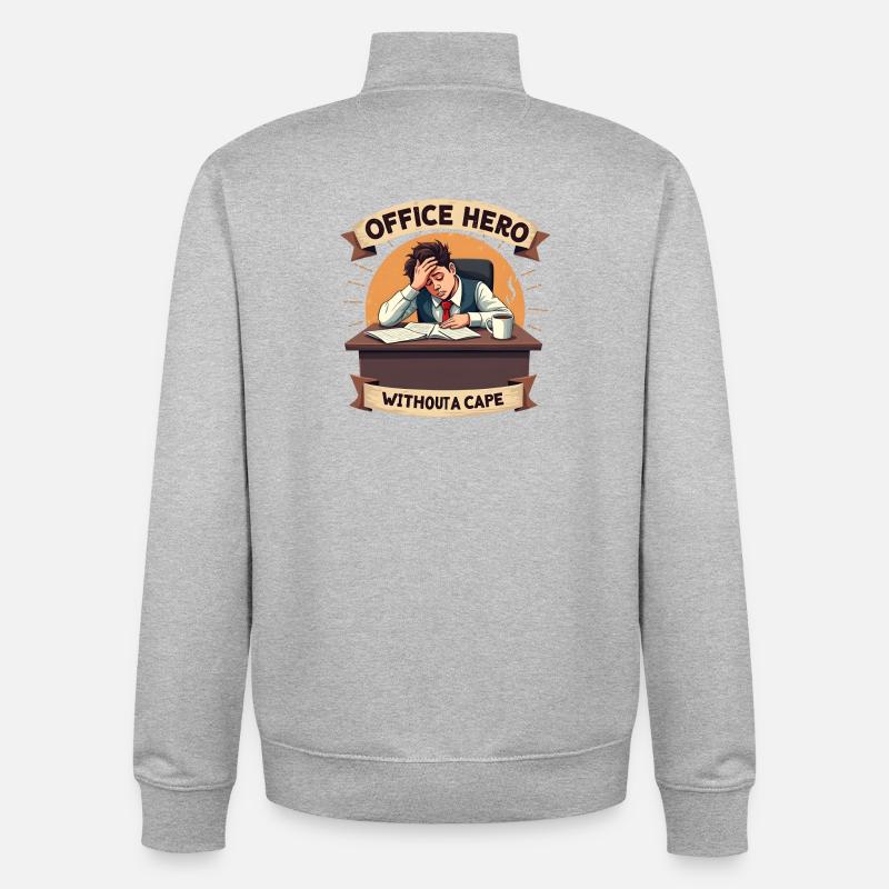 Humour de bureau - Sweat zippé unisexe en coton bio Stanley/Stella - gris chiné