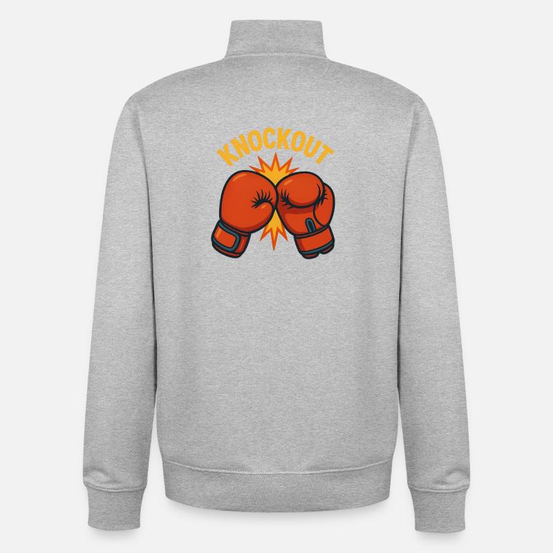 Knockout – Boxhandschuh Comic - Unisex Organic Zip Sweatshirt von Stanley/Stella - Grau meliert