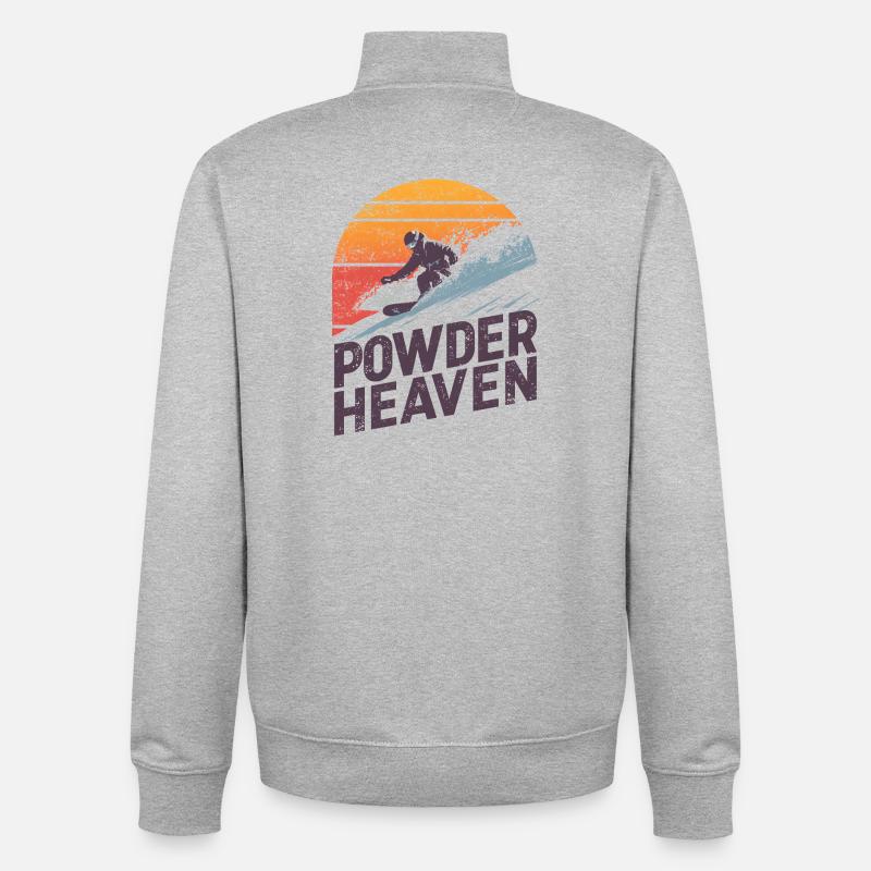 Freeride Snowboard Rétro Sunset - Sweat zippé unisexe en coton bio Stanley/Stella - gris chiné