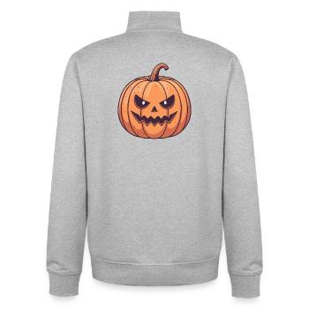 Halloween Furious Pumpkin - Unisex Organic Zip Sweatshirt by Stanley/Stella - heather grey - Back - AI Model Male 185 light (185cm)