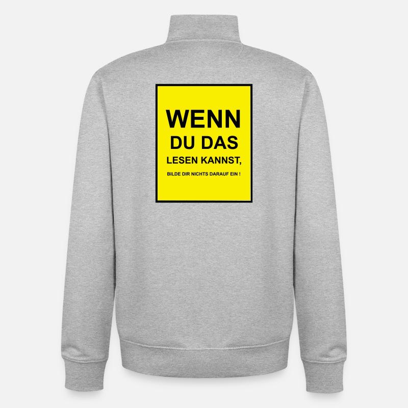 Wenn du das lesen kannst - Unisex Organic Zip Sweatshirt von Stanley/Stella - Grau meliert