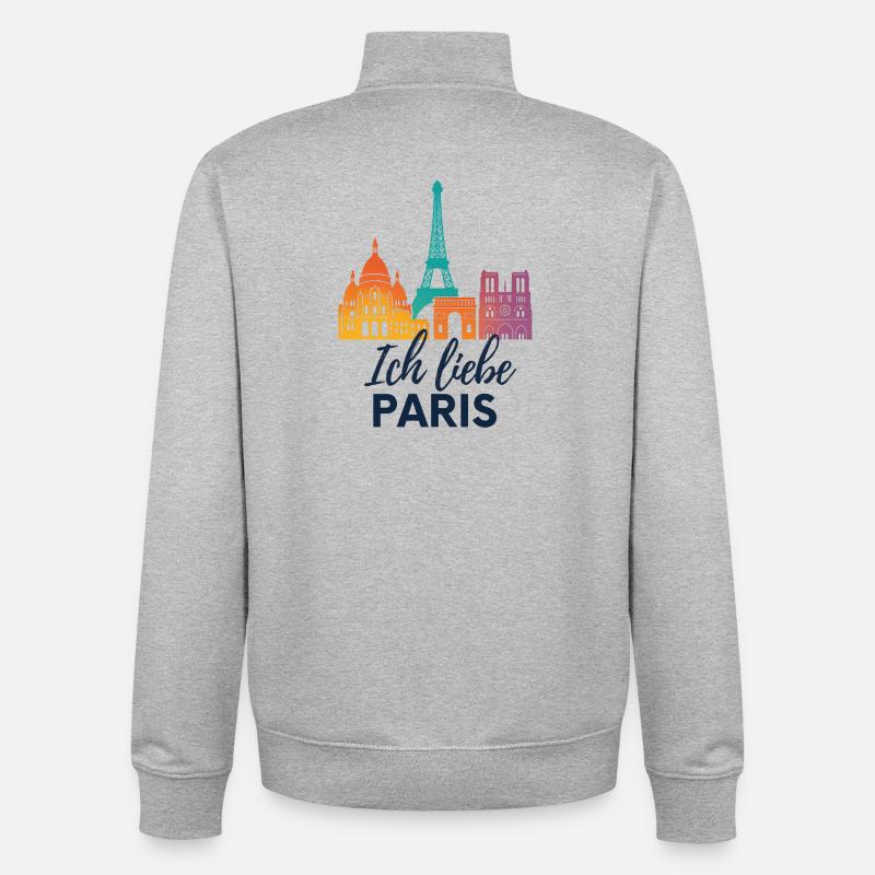 Ich liebe Paris – bunte Skyline - Unisex Organic Zip Sweatshirt von Stanley/Stella - Grau meliert