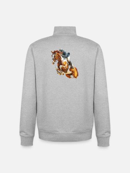 Galloping rider in leap - Unisex Organic Zip Sweatshirt by Stanley/Stella - heather grey