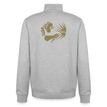 Minimalistischer Schweißer Silhouette Industrie - Unisex Organic Zip Sweatshirt von Stanley/Stella - Grau meliert - Hinten - AI Model Male 185 light (185cm)