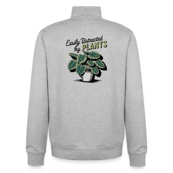 Botanischer Pflanzentopf Illustration - Unisex Organic Zip Sweatshirt von Stanley/Stella - Grau meliert - Hinten - AI Model Male 185 light (185cm)