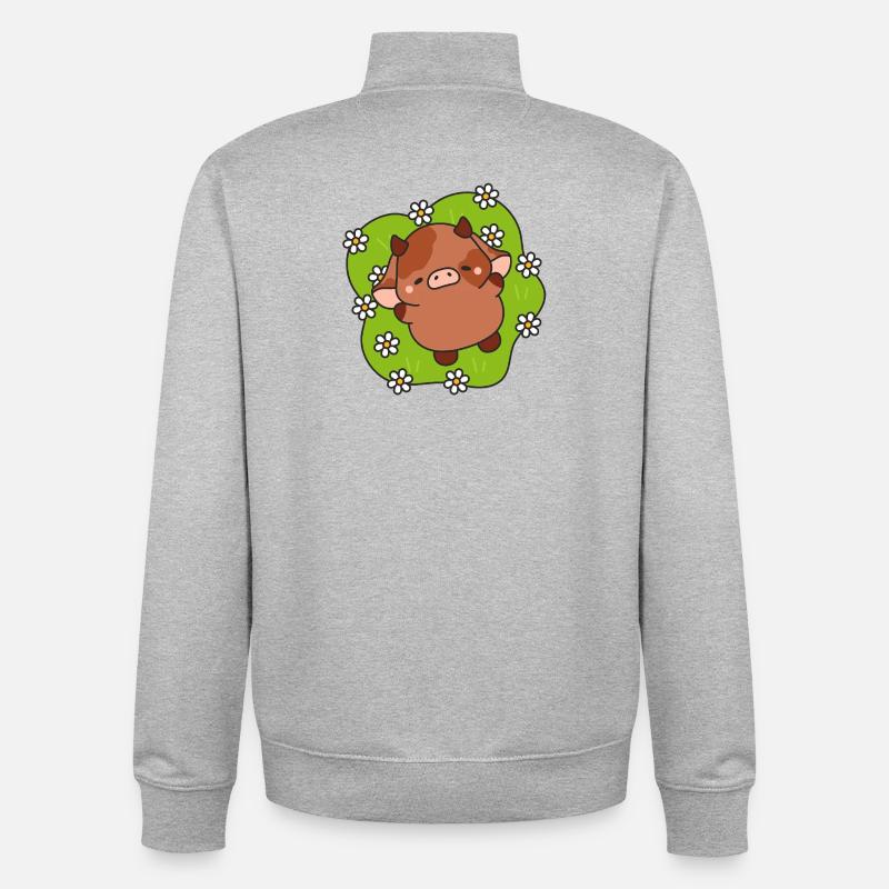 P'tit vachette Printemps - Sweat zippé unisexe en coton bio Stanley/Stella - gris chiné