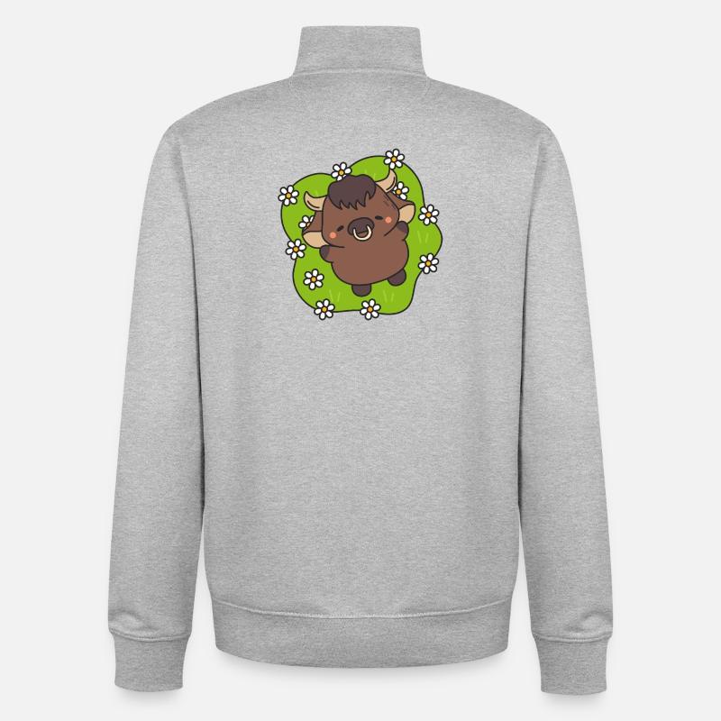 Petite vachette fleurie danseuse - Sweat zippé unisexe en coton bio Stanley/Stella - gris chiné