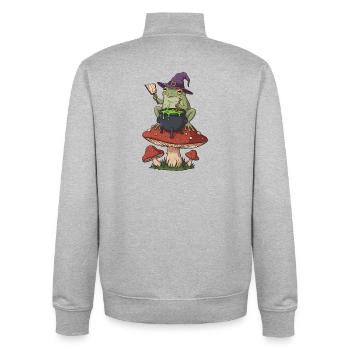 Froschhexe Kessel über Pilzring - Unisex Organic Zip Sweatshirt von Stanley/Stella - Grau meliert - Hinten - AI Model Male 185 light (185cm)