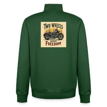 Deux roues, liberté infinie - Sweat zippé unisexe en coton bio Stanley/Stella - vert bouteille - Dos - AI Model Male 185 dark (185cm)