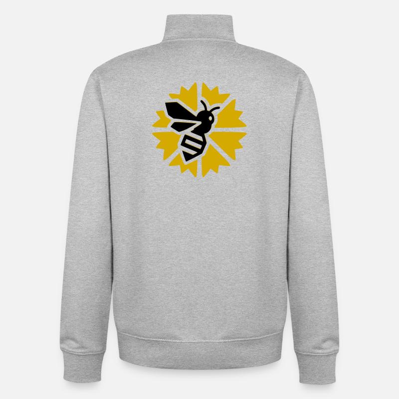 Graphique de l’abeille du soleil - Sweat zippé unisexe en coton bio Stanley/Stella - gris chiné