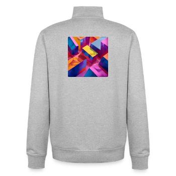 Neon 3D Blöcke bunt mit glänzendem Effekt - Unisex Organic Zip Sweatshirt von Stanley/Stella - Grau meliert - Hinten - AI Model Male 185 light (185cm)