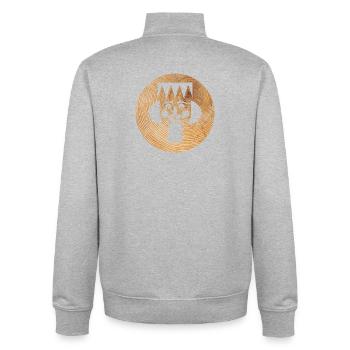 Casse-noisette Cercle en bois Figurine de l’Avent de Noël - Sweat zippé unisexe en coton bio Stanley/Stella - gris chiné - Dos - AI Model Male 185 light (185cm)