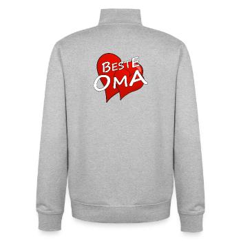 Best granny - Unisex Organic Zip Sweatshirt by Stanley/Stella - heather grey - Back - AI Model Male 185 light (185cm)
