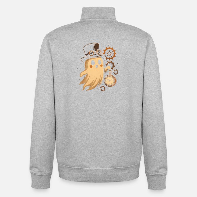Steampunk Ghost Clockwork - Unisex Organic Zip Sweatshirt by Stanley/Stella - heather grey