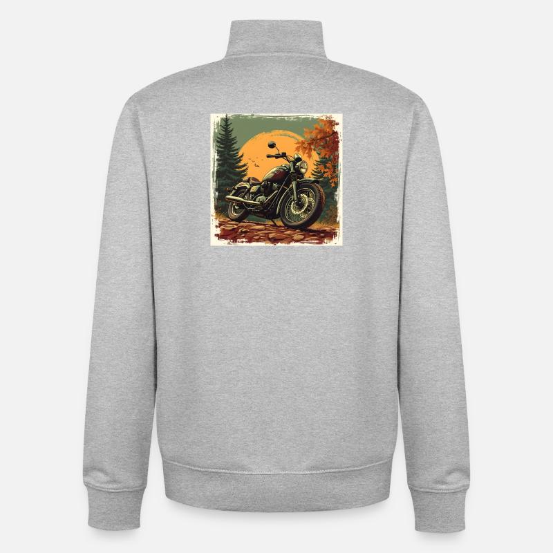 Motorcycle in Heritage Texture - Unisex Organic Zip Sweatshirt von Stanley/Stella - Grau meliert