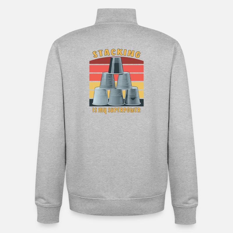 STACKING IS MY SUPERPOWER - Unisex Organic Zip Sweatshirt von Stanley/Stella - Grau meliert