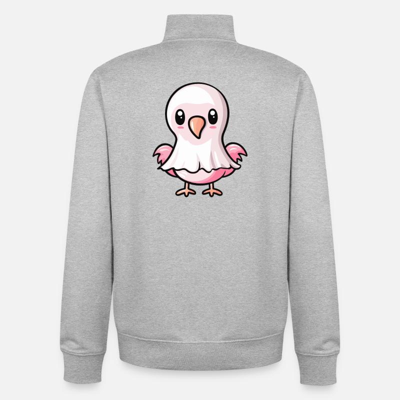Flamingo Halloween Geist - Unisex Organic Zip Sweatshirt von Stanley/Stella - Grau meliert