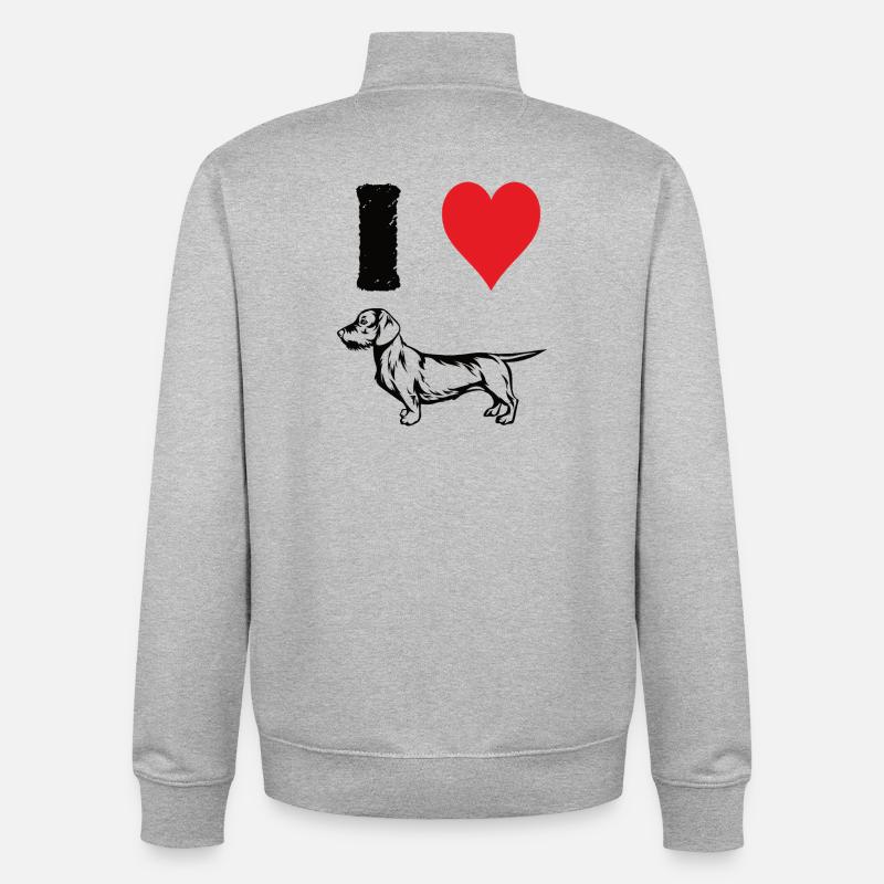 J’adore mon teckel - Sweat zippé unisexe en coton bio Stanley/Stella - gris chiné