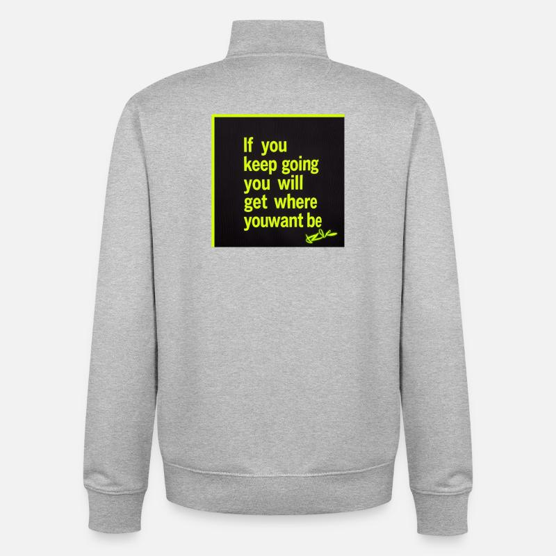 Motivation durable : texte néon - Sweat zippé unisexe en coton bio Stanley/Stella - gris chiné