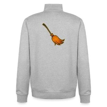 Magie du balai orange | Balais de sorcière pour Halloween - Sweat zippé unisexe en coton bio Stanley/Stella - gris chiné - Dos - AI Model Male 185 light (185cm)