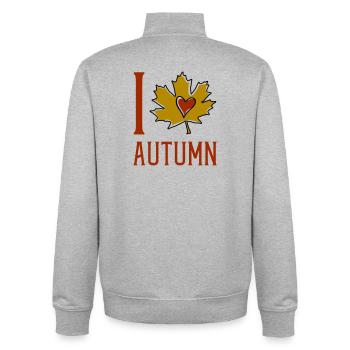 Autumn Leaf Heart Motif - Unisex Organic Zip Sweatshirt by Stanley/Stella - heather grey - Back - AI Model Male 185 light (185cm)