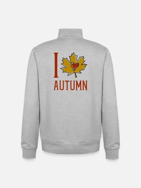 Autumn Leaf Heart Motif - Unisex Organic Zip Sweatshirt by Stanley/Stella - heather grey