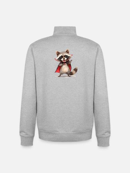 Lustiger Dracula-Waschbär – Halloween Design - Unisex Organic Zip Sweatshirt von Stanley/Stella - Grau meliert