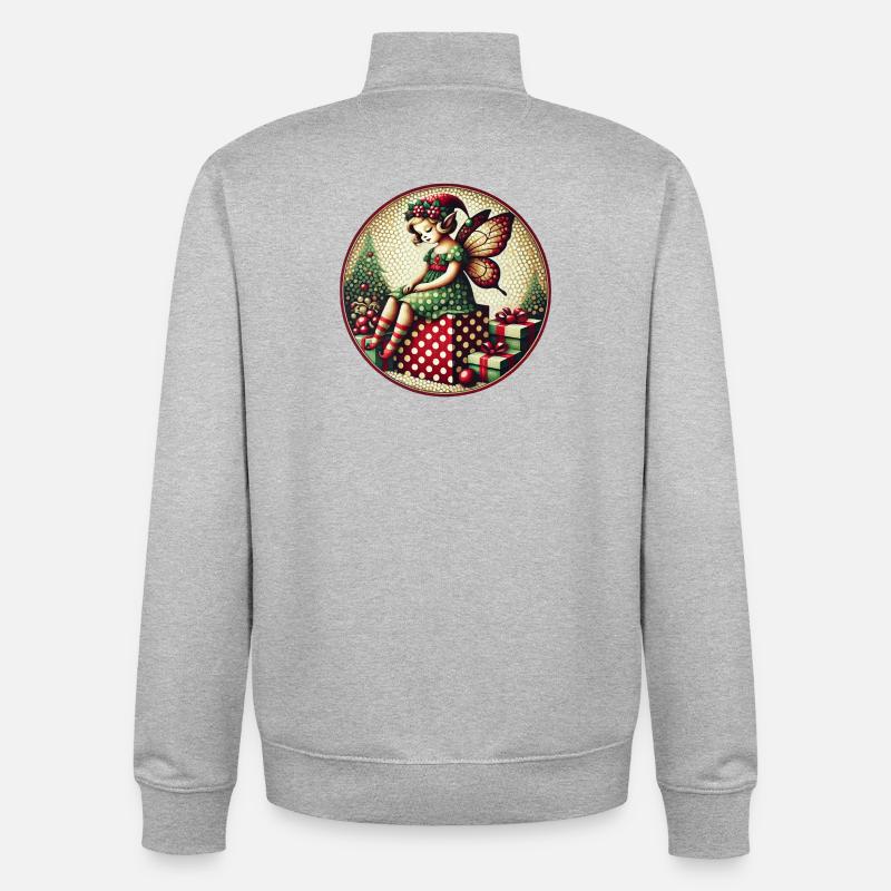 Fée à pois présente - Sweat zippé unisexe en coton bio Stanley/Stella - gris chiné