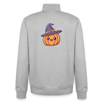 Kawaii Hexe Kürbis - Unisex Organic Zip Sweatshirt von Stanley/Stella - Grau meliert - Hinten - AI Model Male 185 light (185cm)