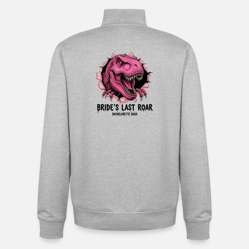 Fête nuptiale T-Rex Breakthrough rose - Sweat zippé unisexe en coton bio Stanley/Stella - gris chiné