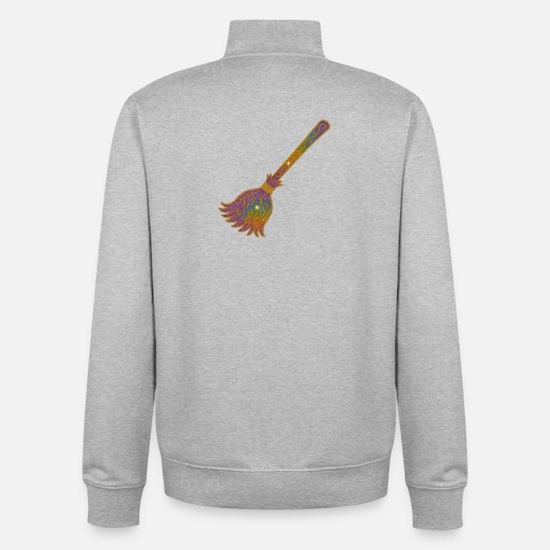 Rainbow Glitter Broom Magic - Unisex Organic Zip Sweatshirt by Stanley/Stella - heather grey